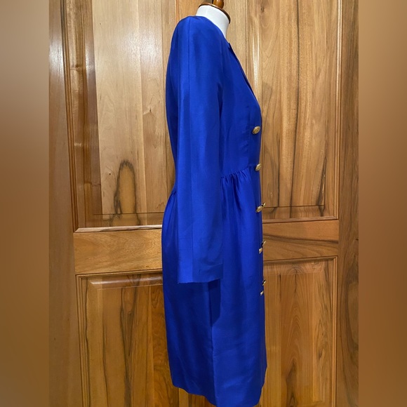 VTG Korean Cobalt-Blue Silk Double-Breasted Coat/Dress, EUC, 4P - Picture 15 of 16